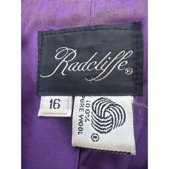 Radcliffe Vintage Purple Wool Funky Patchwork Embroidered Button Blazer Coat 16 - Picture 5 of 13